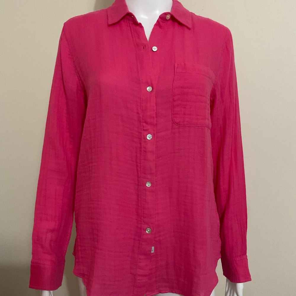 Rails Crinkle Gauze Shirt~Hot Pink~Size Small~Retail $178~NWOT!
